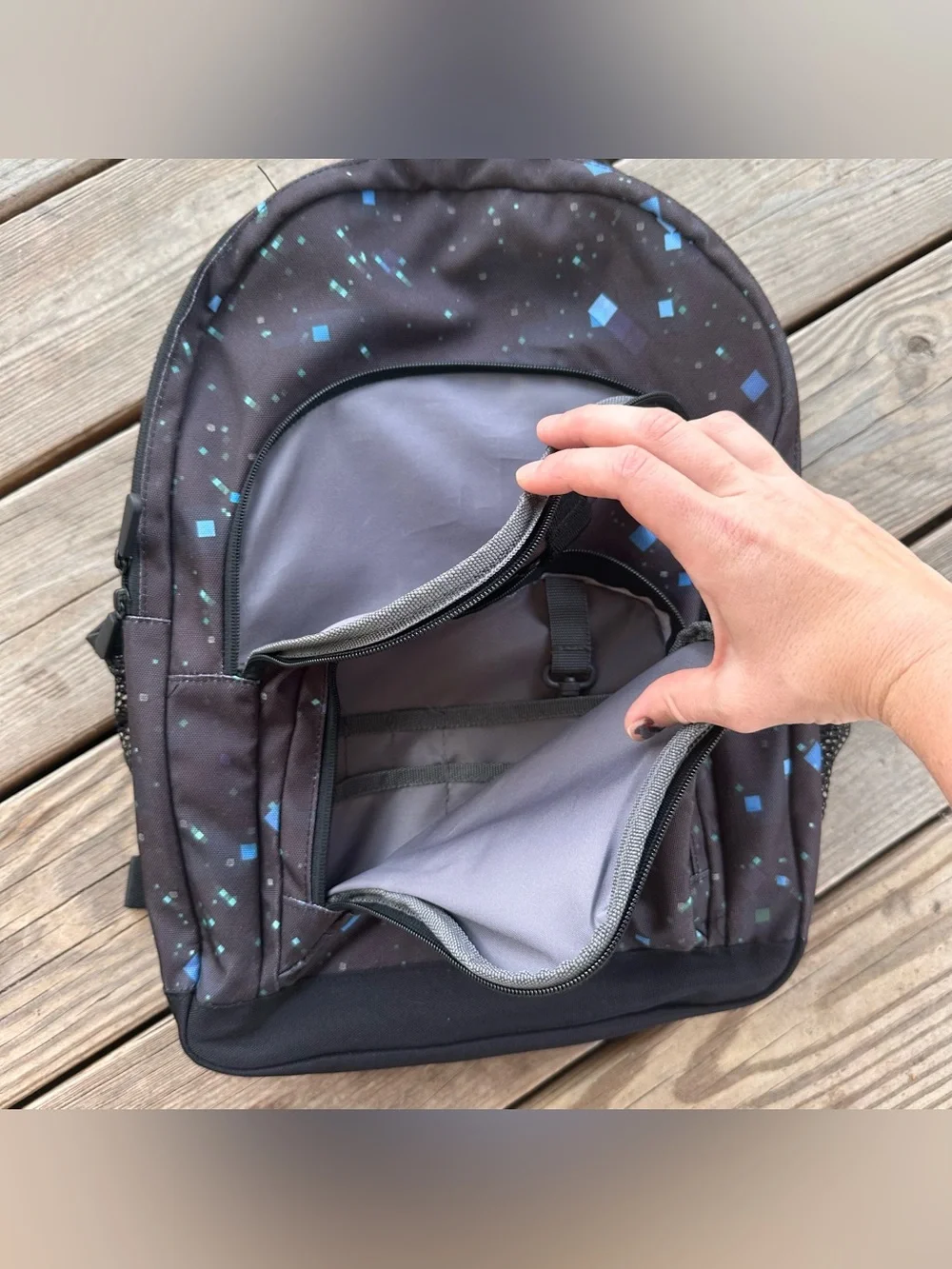 Pottery Barn Teen Minecraft The End Bookbag Backpack Lunch Box Black Blue Space